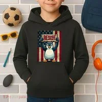 Penguin Resist Penguins Protest Against Tariffs Kids Hoodie thumb 2