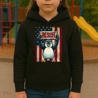 Penguin Resist Penguins Protest Against Tariffs Kids Hoodie thumb 3