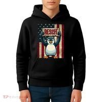 Penguin Resist Penguins Protest Against Tariffs Kids Hoodie thumb 4
