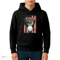 Penguin Resist Penguins Protest Against Tariffs Kids Hoodie thumb 4