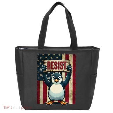Penguin Resist Penguins Protest Against Tariffs Tote Bag