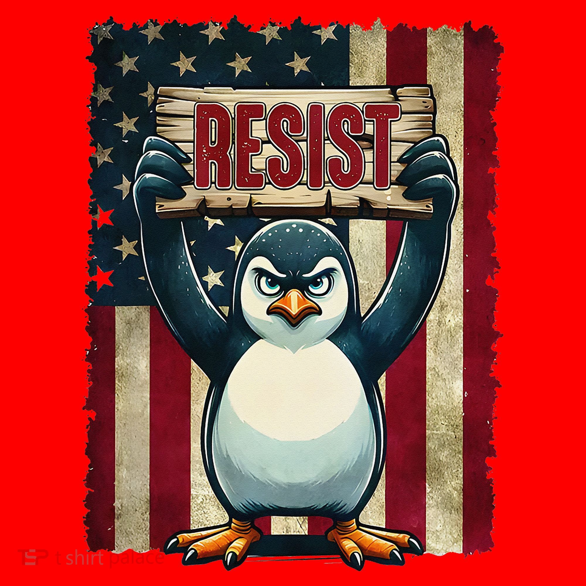 Penguin Resist Penguins Protest Against Tariffs Santa Hat