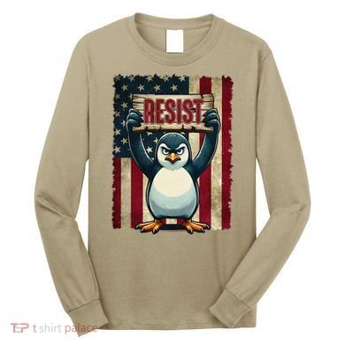 Penguin Resist Penguins Protest Against Tariffs Long Sleeve Shirt