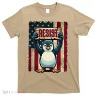 Penguin Resist Penguins Protest Against Tariffs T-Shirt thumb 0