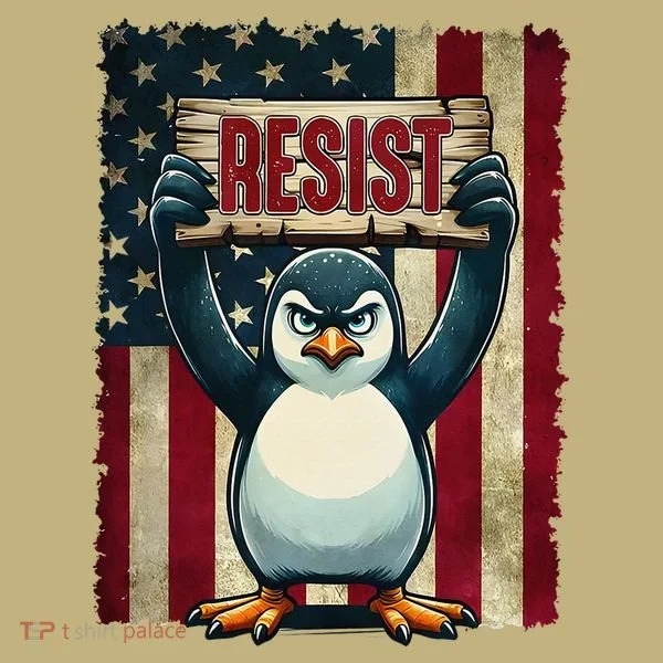Penguin Resist Penguins Protest Against Tariffs T-Shirt