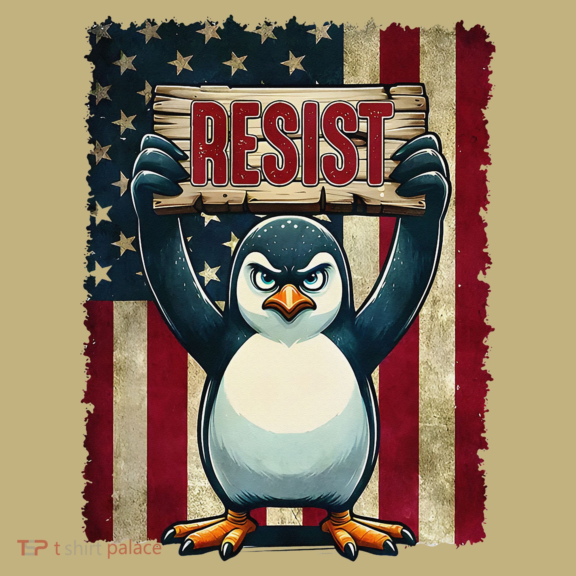 Penguin Resist Penguins Protest Against Tariffs Button