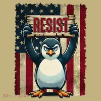 Penguin Resist Penguins Protest Against Tariffs Mousepad thumb 1