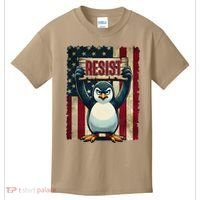 Penguin Resist Penguins Protest Against Tariffs Kids T-Shirt thumb 0