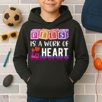 Pediatrician RN Pediatric Nurse PEDS Is A Work Of Heart Kids Hoodie thumb 2