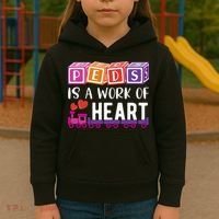 Pediatrician RN Pediatric Nurse PEDS Is A Work Of Heart Kids Hoodie thumb 3