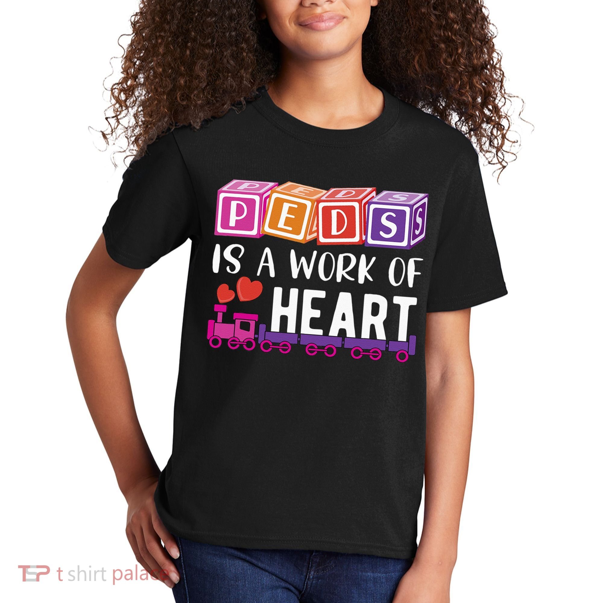 Pediatrician RN Pediatric Nurse PEDS Is A Work Of Heart Kids T-Shirt