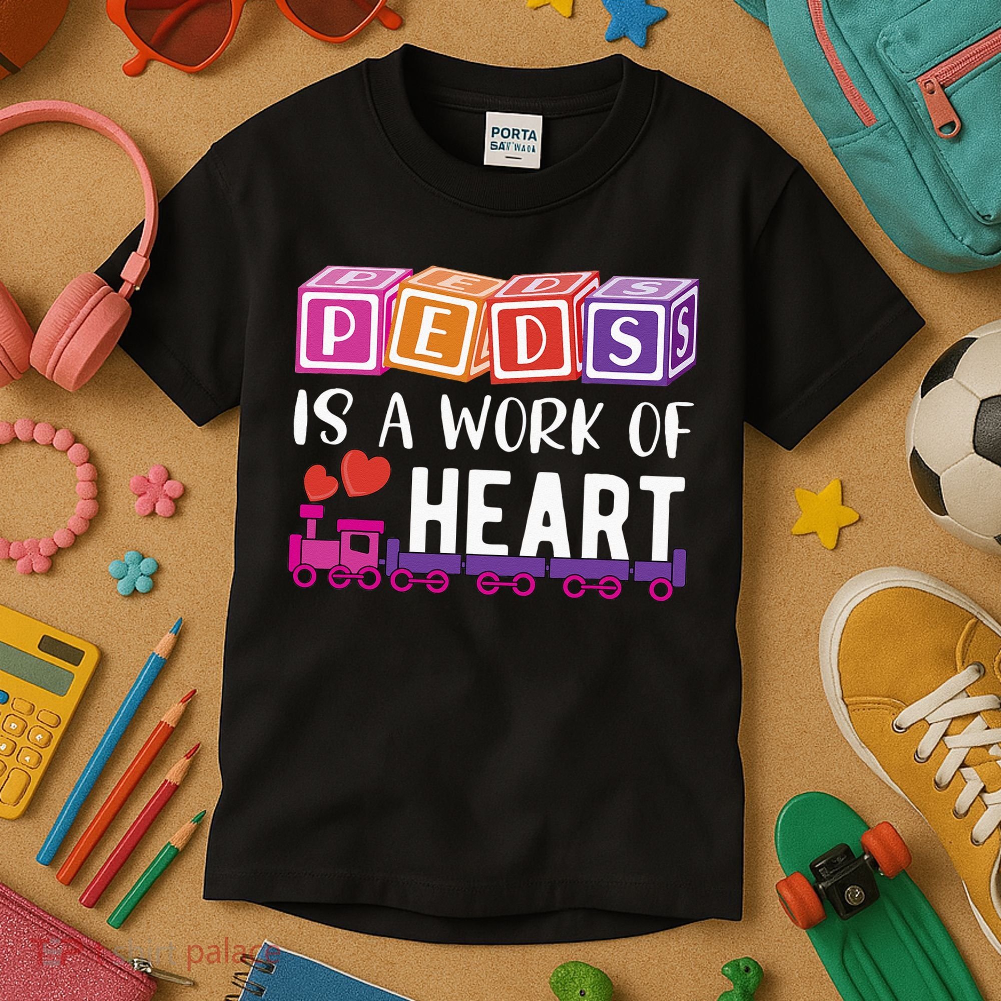 Pediatrician RN Pediatric Nurse PEDS Is A Work Of Heart Kids T-Shirt