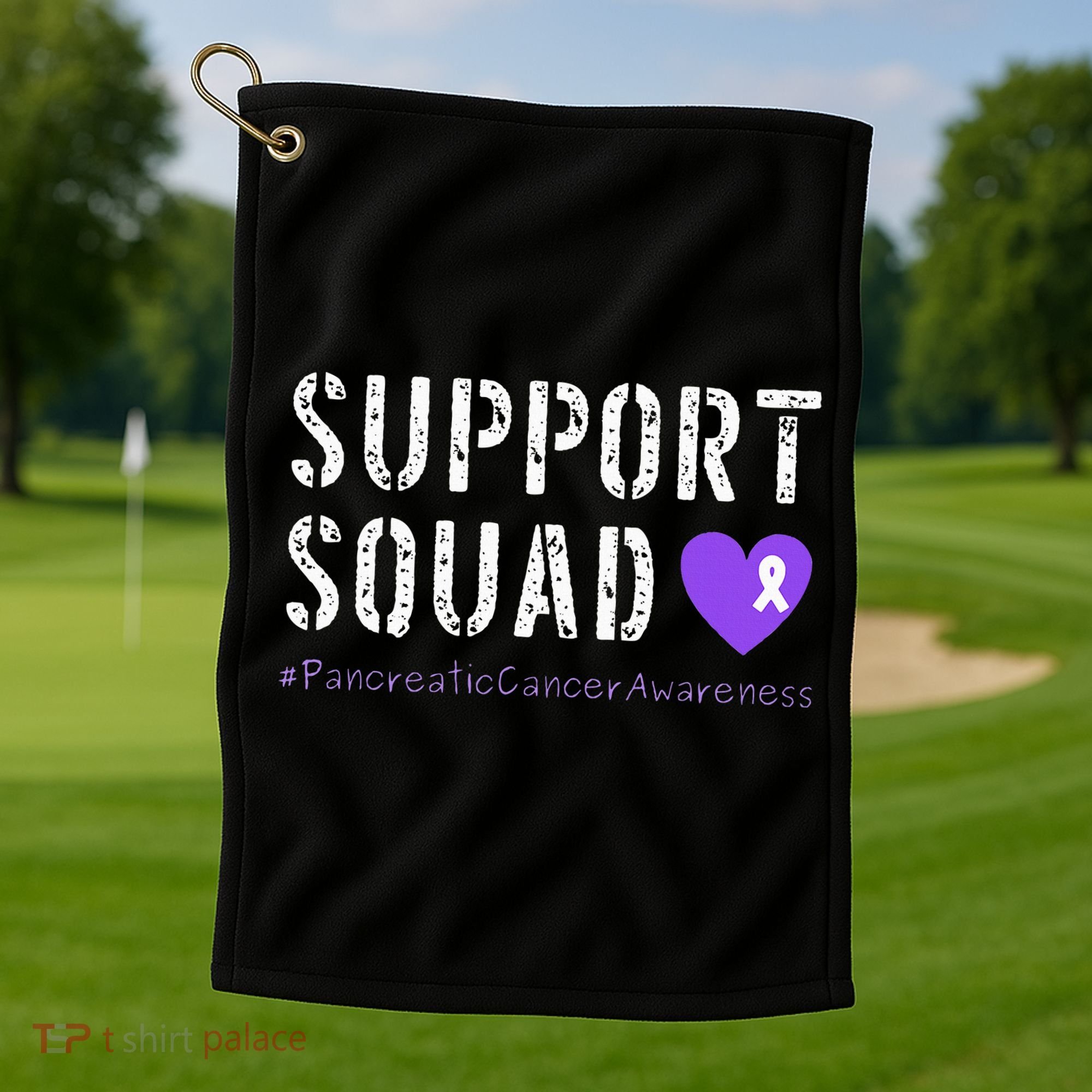 Purple Ribbon Pancreatic Cancer Awareness Golf Towel