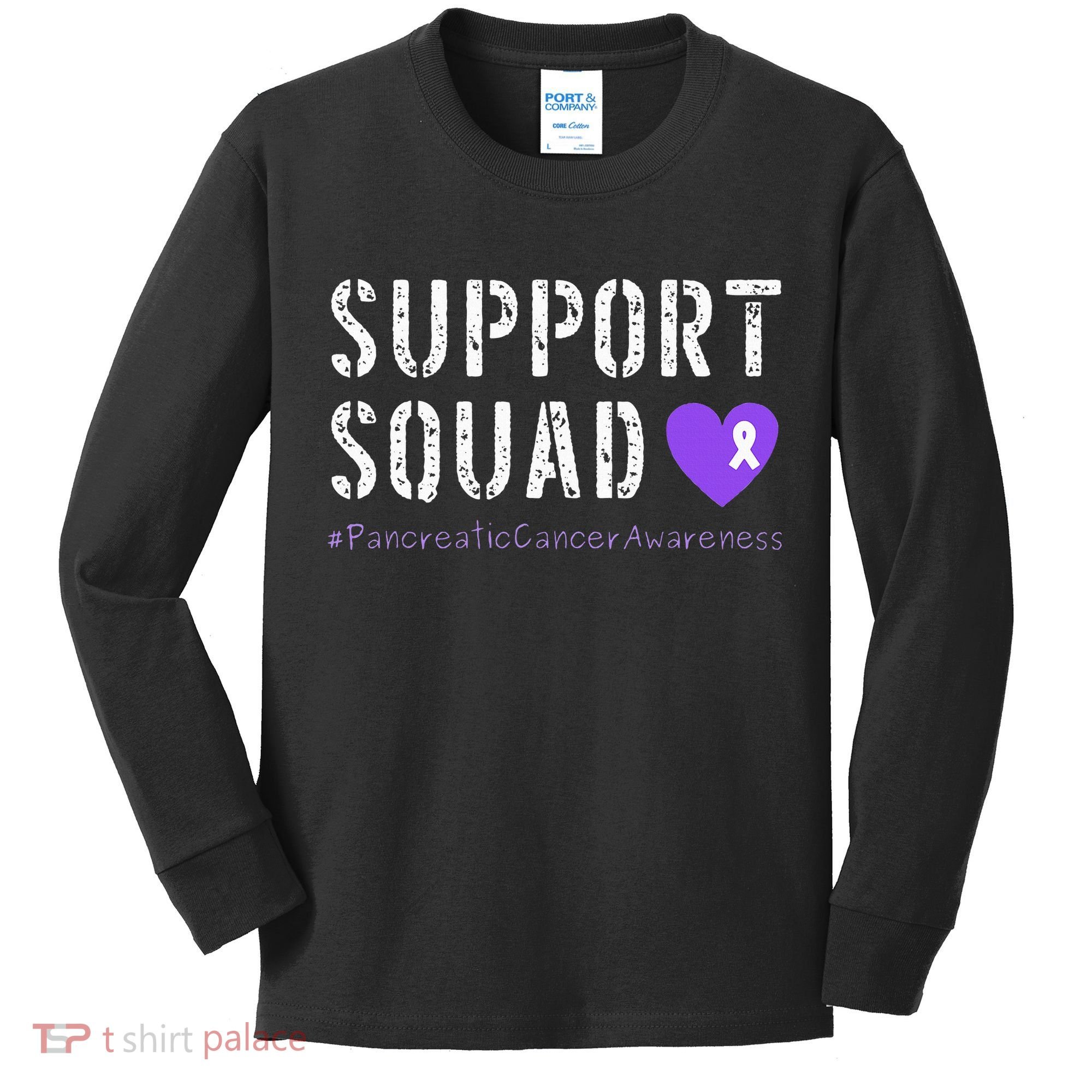 Purple Ribbon Pancreatic Cancer Awareness Kids Long Sleeve Shirt