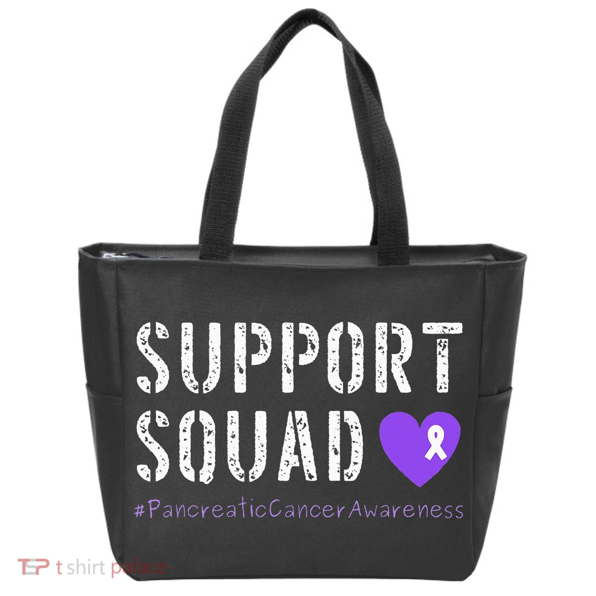 Purple Ribbon Pancreatic Cancer Awareness Tote Bag