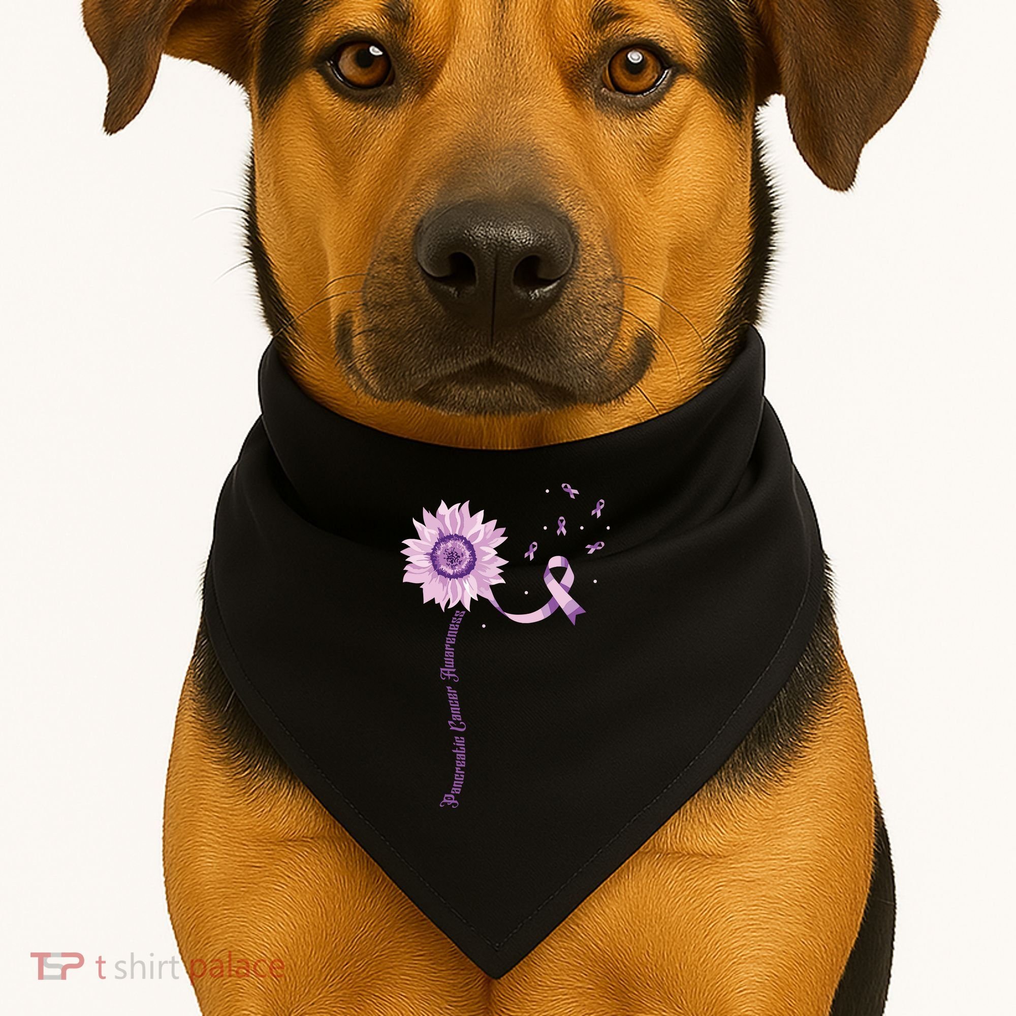 Purple Ribbon Pancreatic Cancer Awareness USA-Made Doggie Bandana