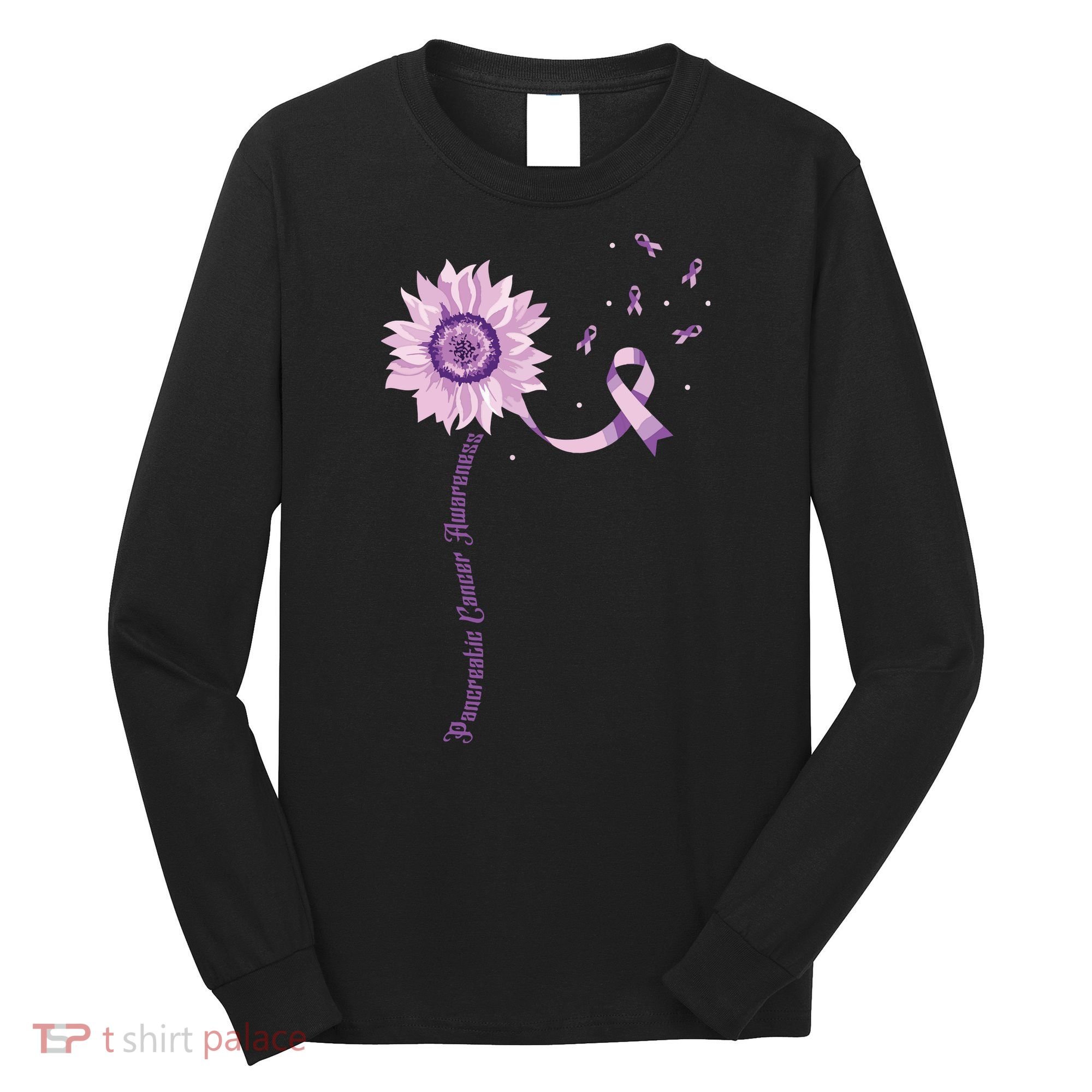 Purple Ribbon Pancreatic Cancer Awareness Long Sleeve Shirt