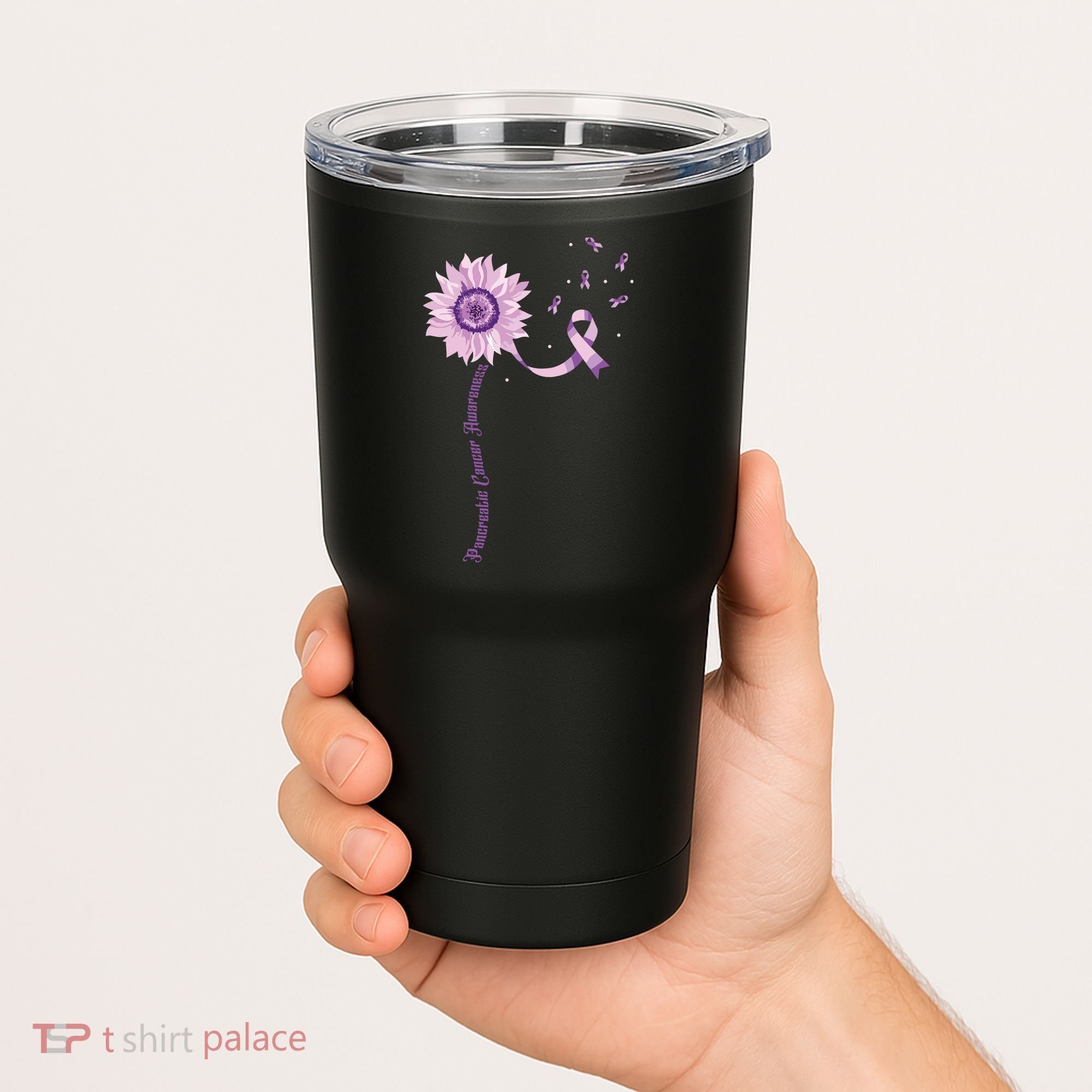 Purple Ribbon Pancreatic Cancer Awareness Tumbler