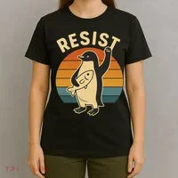 Penguin Resist Protest Against Tariffs T-Shirt thumb 4