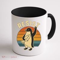 Penguin Resist Protest Against Tariffs Coffee Mug thumb 1