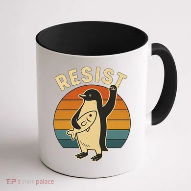 Penguin Resist Protest Against Tariffs Coffee Mug back