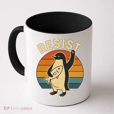 Penguin Resist Protest Against Tariffs Coffee Mug