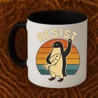 Penguin Resist Protest Against Tariffs Coffee Mug thumb 2