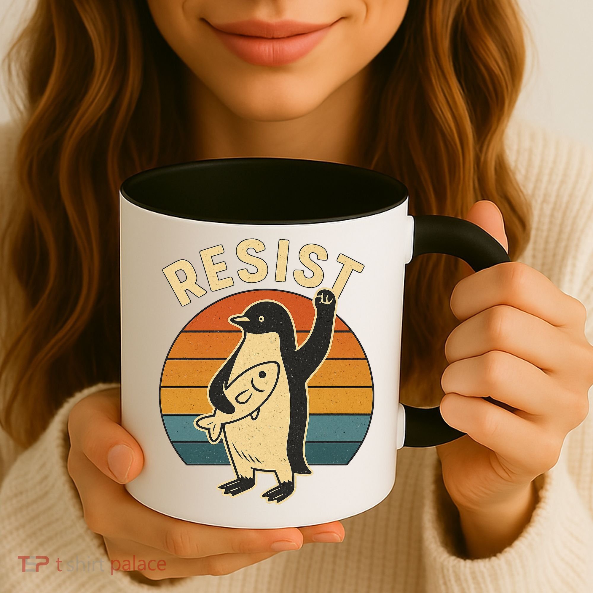 Penguin Resist Protest Against Tariffs Coffee Mug