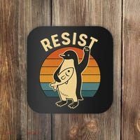 Penguin Resist Protest Against Tariffs Coaster thumb 0