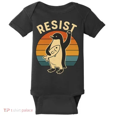 Penguin Resist Protest Against Tariffs Baby Bodysuit