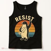 Penguin Resist Protest Against Tariffs Tank Top thumb 2