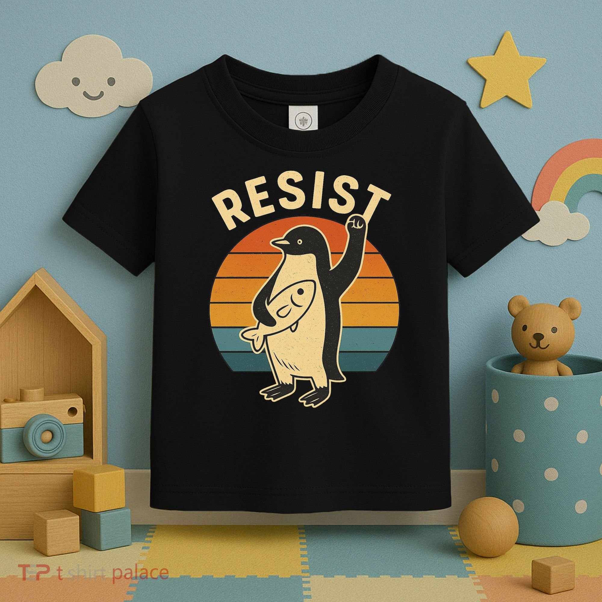 Penguin Resist Protest Against Tariffs Toddler T-Shirt