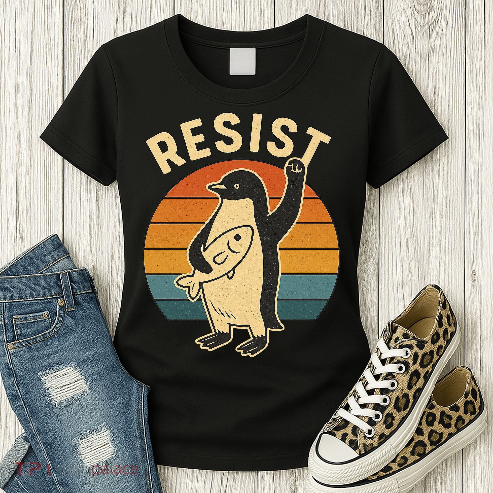 Penguin Resist Protest Against Tariffs Women's T-Shirt