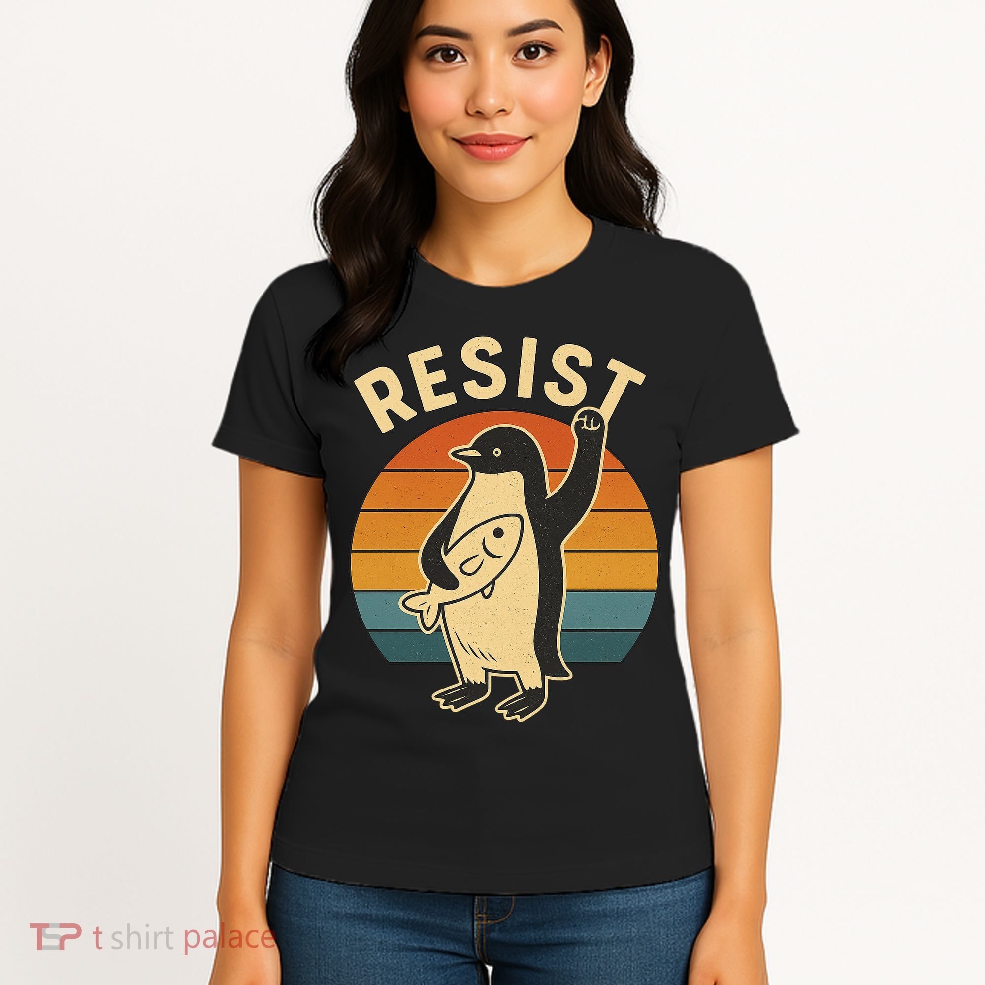 Penguin Resist Protest Against Tariffs Women's T-Shirt