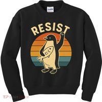 Penguin Resist Protest Against Tariffs Kids Sweatshirt thumb 0