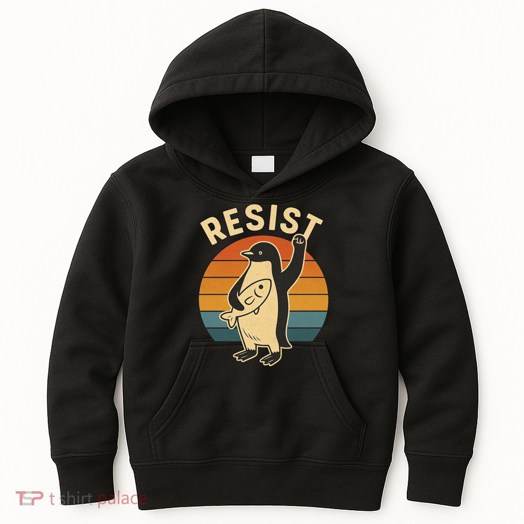 Penguin Resist Protest Against Tariffs Kids Hoodie