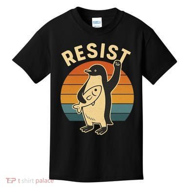 Penguin Resist Protest Against Tariffs Kids T-Shirt