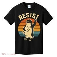 Penguin Resist Protest Against Tariffs Kids T-Shirt thumb 0