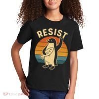 Penguin Resist Protest Against Tariffs Kids T-Shirt thumb 2