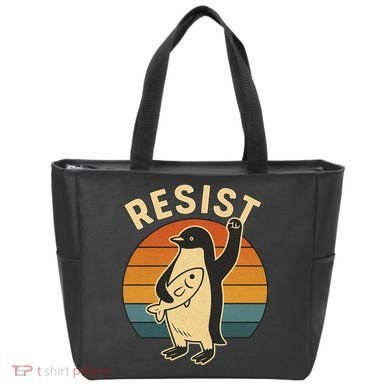 Penguin Resist Protest Against Tariffs Tote Bag