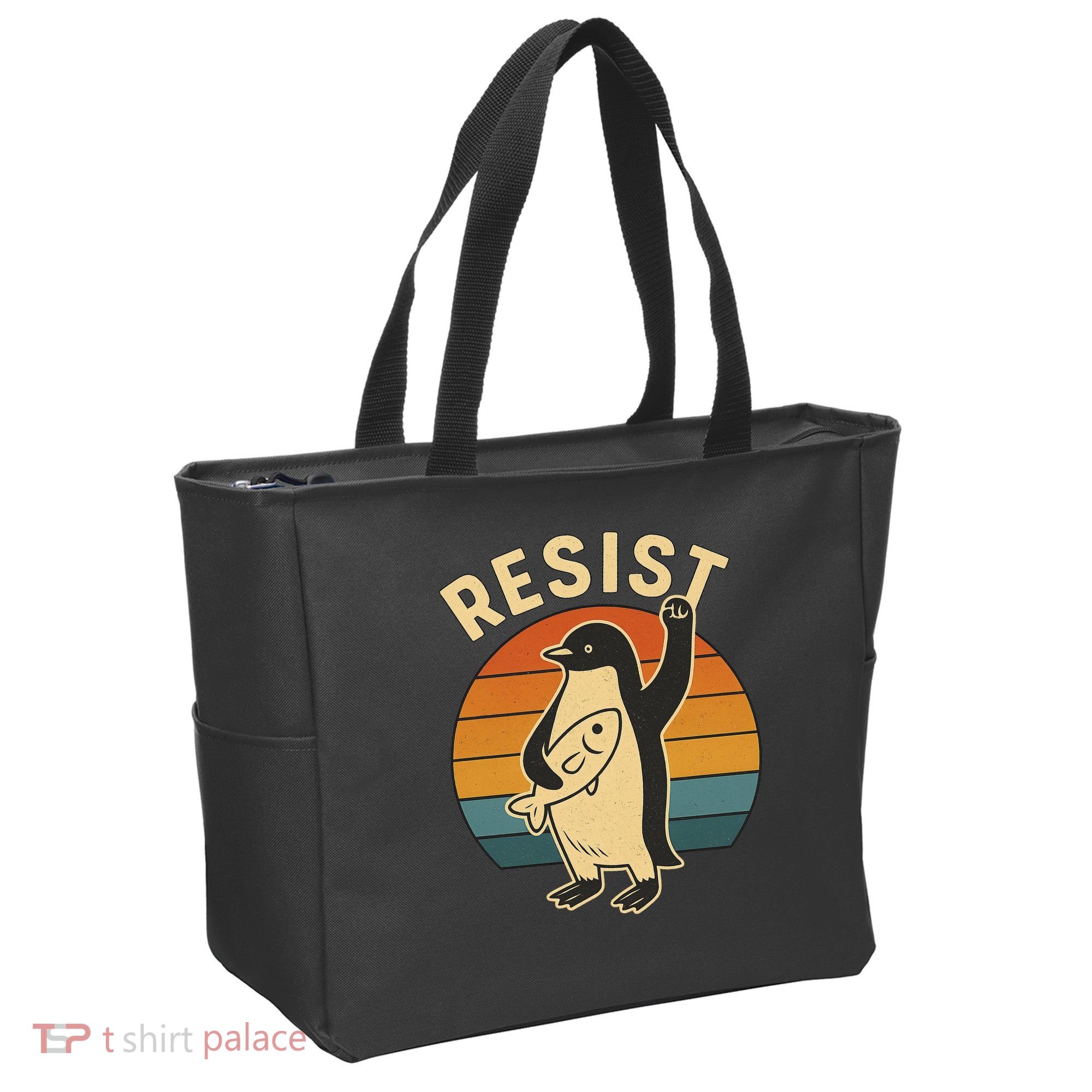 Penguin Resist Protest Against Tariffs Tote Bag