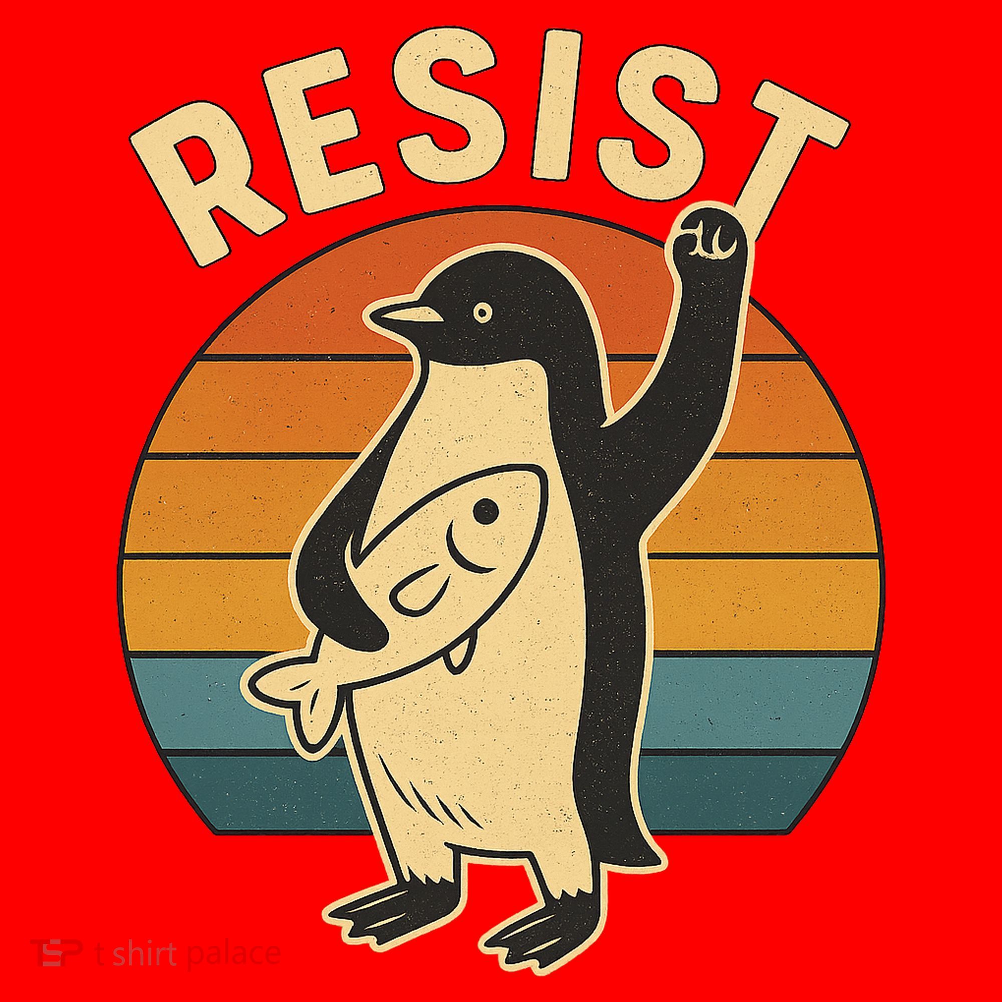 Penguin Resist Protest Against Tariffs Santa Hat
