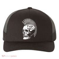 Punk Rock Rules Heavy Metal Skull Punker Rocker Mohawk Music Yupoong Adult 5-Panel Trucker Hat thumb 0