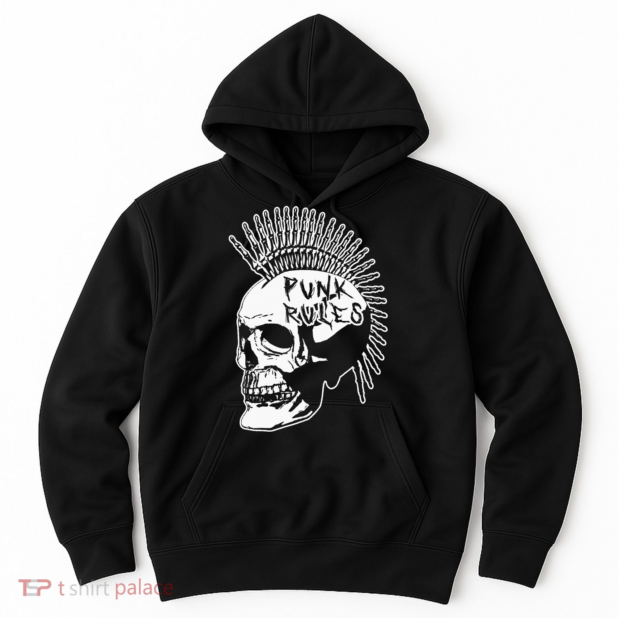 Punk Rock Rules Heavy Metal Skull Punker Rocker Mohawk Music Hoodie