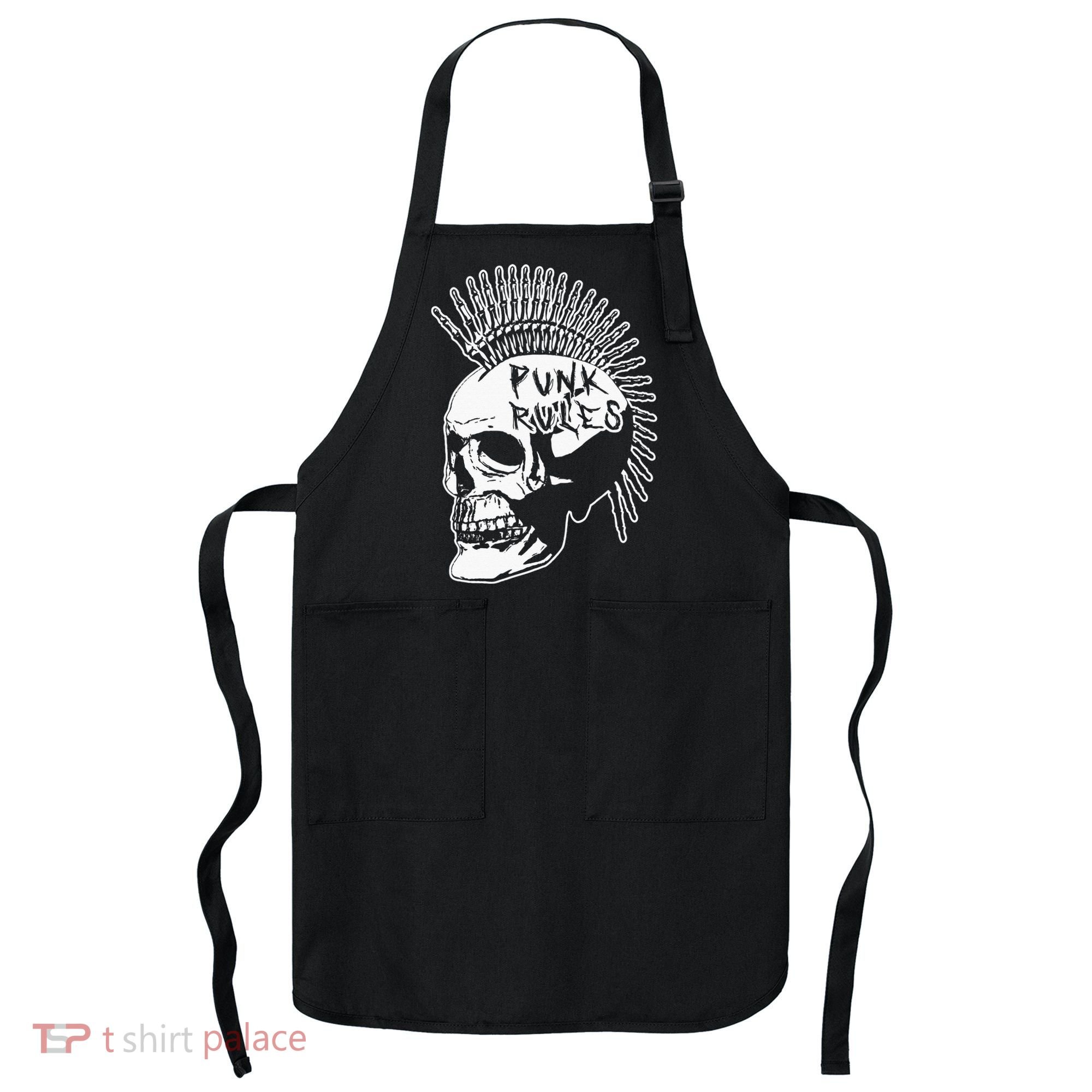 Punk Rock Rules Heavy Metal Skull Punker Rocker Mohawk Music Apron
