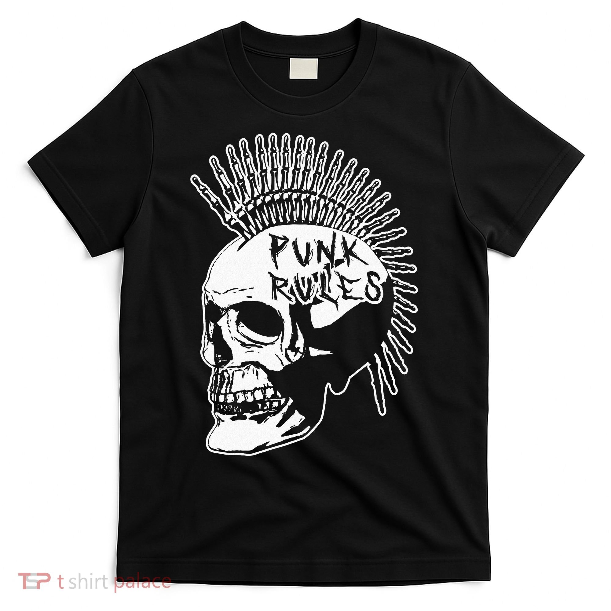 Punk Rock Rules Heavy Metal Skull Punker Rocker Mohawk Music T-Shirt