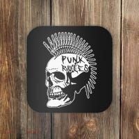 Punk Rock Rules Heavy Metal Skull Punker Rocker Mohawk Music Coaster thumb 0
