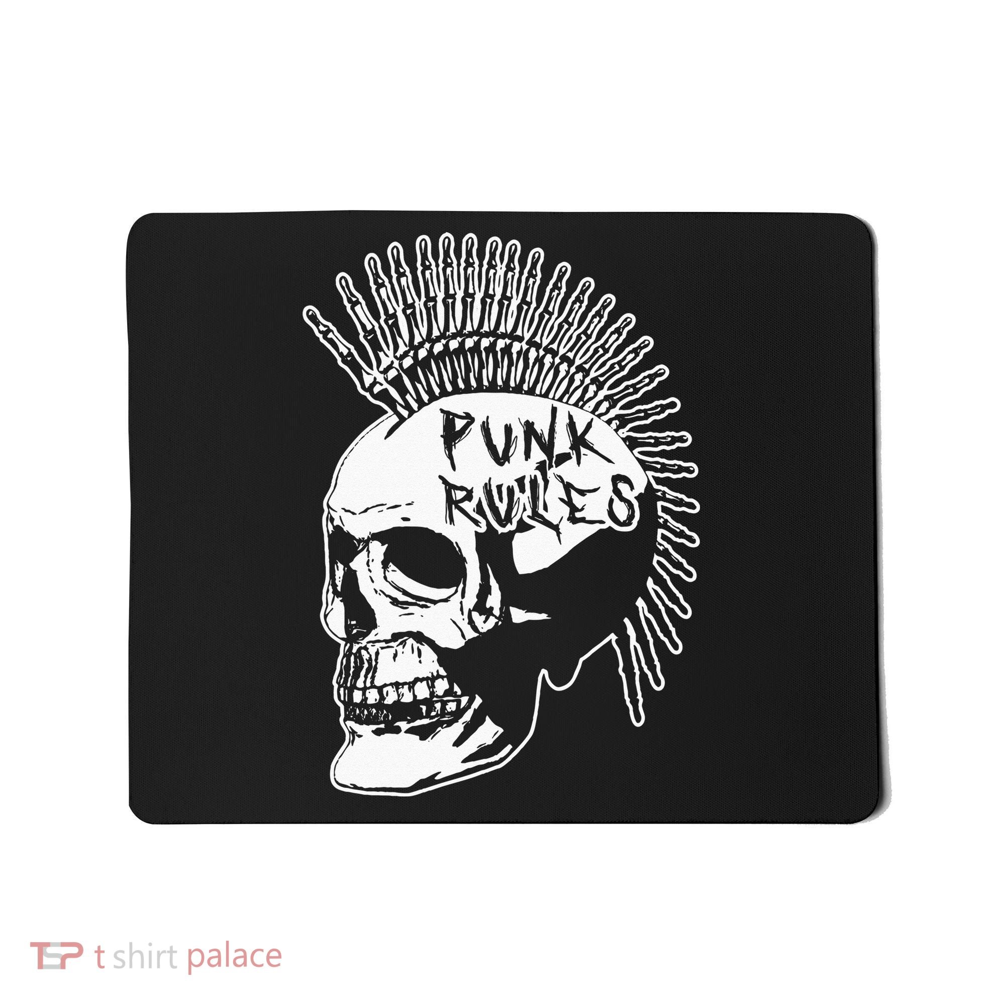 Punk Rock Rules Heavy Metal Skull Punker Rocker Mohawk Music Mousepad