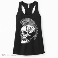 Punk Rock Rules Heavy Metal Skull Punker Rocker Mohawk Music Women's Tank Top thumb 0