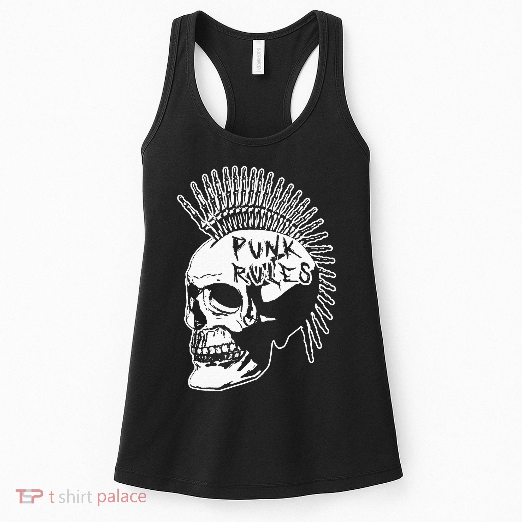 Punk Rock Rules Heavy Metal Skull Punker Rocker Mohawk Music Women's Tank Top
